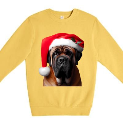 Mastiff Dog With Santa Hat Christmas Xmas Owner Lover Mom Great Gift Premium Crewneck Sweatshirt