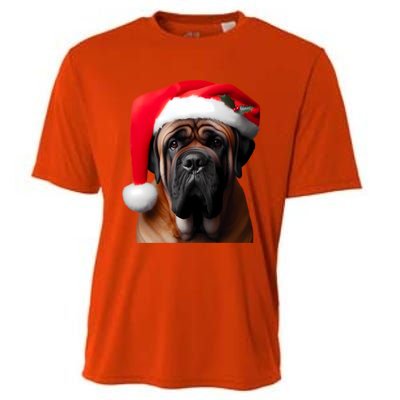 Mastiff Dog With Santa Hat Christmas Xmas Owner Lover Mom Great Gift Cooling Performance Crew T-Shirt