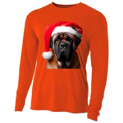 Mastiff Dog With Santa Hat Christmas Xmas Owner Lover Mom Great Gift Cooling Performance Long Sleeve Crew