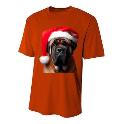 Mastiff Dog With Santa Hat Christmas Xmas Owner Lover Mom Great Gift Performance Sprint T-Shirt