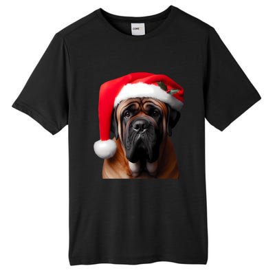 Mastiff Dog With Santa Hat Christmas Xmas Owner Lover Mom Great Gift Tall Fusion ChromaSoft Performance T-Shirt