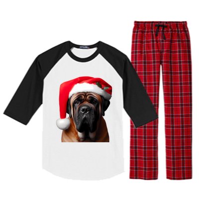 Mastiff Dog With Santa Hat Christmas Xmas Owner Lover Mom Great Gift Raglan Sleeve Pajama Set