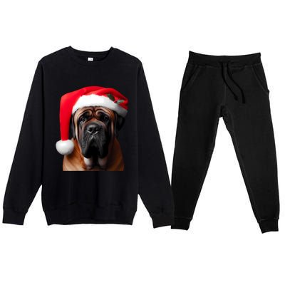 Mastiff Dog With Santa Hat Christmas Xmas Owner Lover Mom Great Gift Premium Crewneck Sweatsuit Set