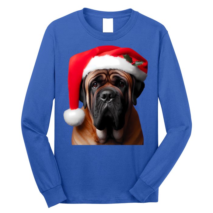 Mastiff Dog With Santa Hat Christmas Xmas Owner Lover Mom Great Gift Long Sleeve Shirt