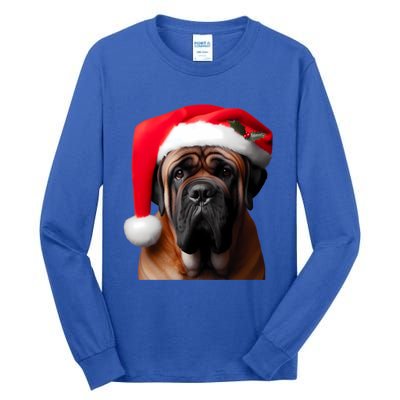 Mastiff Dog With Santa Hat Christmas Xmas Owner Lover Mom Great Gift Tall Long Sleeve T-Shirt