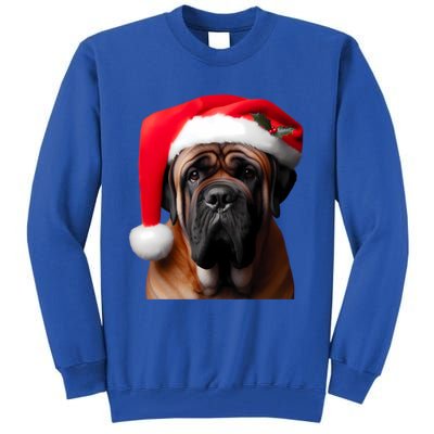 Mastiff Dog With Santa Hat Christmas Xmas Owner Lover Mom Great Gift Tall Sweatshirt