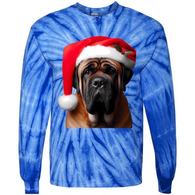 Mastiff Dog With Santa Hat Christmas Xmas Owner Lover Mom Great Gift Tie-Dye Long Sleeve Shirt