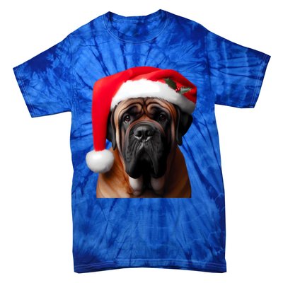 Mastiff Dog With Santa Hat Christmas Xmas Owner Lover Mom Great Gift Tie-Dye T-Shirt