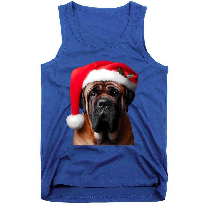 Mastiff Dog With Santa Hat Christmas Xmas Owner Lover Mom Great Gift Tank Top