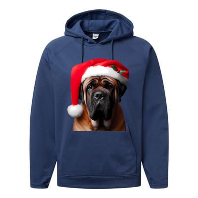 Mastiff Dog With Santa Hat Christmas Xmas Owner Lover Mom Great Gift Performance Fleece Hoodie