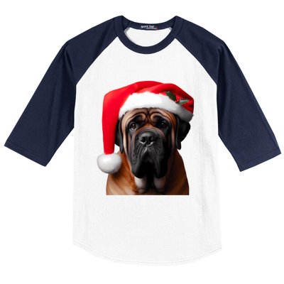 Mastiff Dog With Santa Hat Christmas Xmas Owner Lover Mom Great Gift Baseball Sleeve Shirt