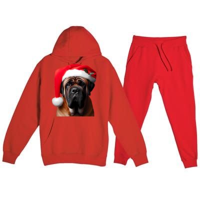 Mastiff Dog With Santa Hat Christmas Xmas Owner Lover Mom Great Gift Premium Hooded Sweatsuit Set