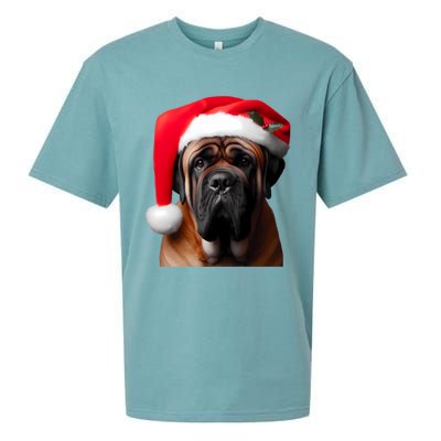 Mastiff Dog With Santa Hat Christmas Xmas Owner Lover Mom Great Gift Sueded Cloud Jersey T-Shirt