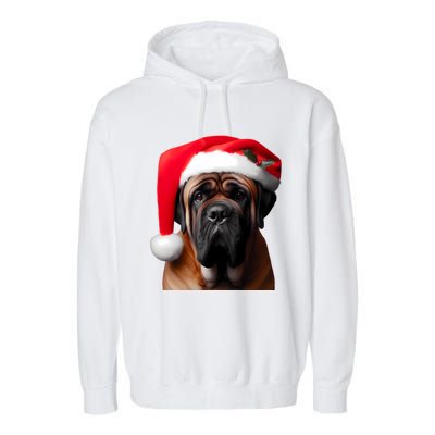 Mastiff Dog With Santa Hat Christmas Xmas Owner Lover Mom Great Gift Garment-Dyed Fleece Hoodie