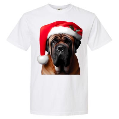 Mastiff Dog With Santa Hat Christmas Xmas Owner Lover Mom Great Gift Garment-Dyed Heavyweight T-Shirt