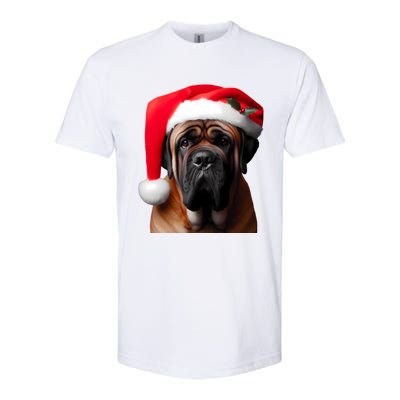 Mastiff Dog With Santa Hat Christmas Xmas Owner Lover Mom Great Gift Softstyle CVC T-Shirt