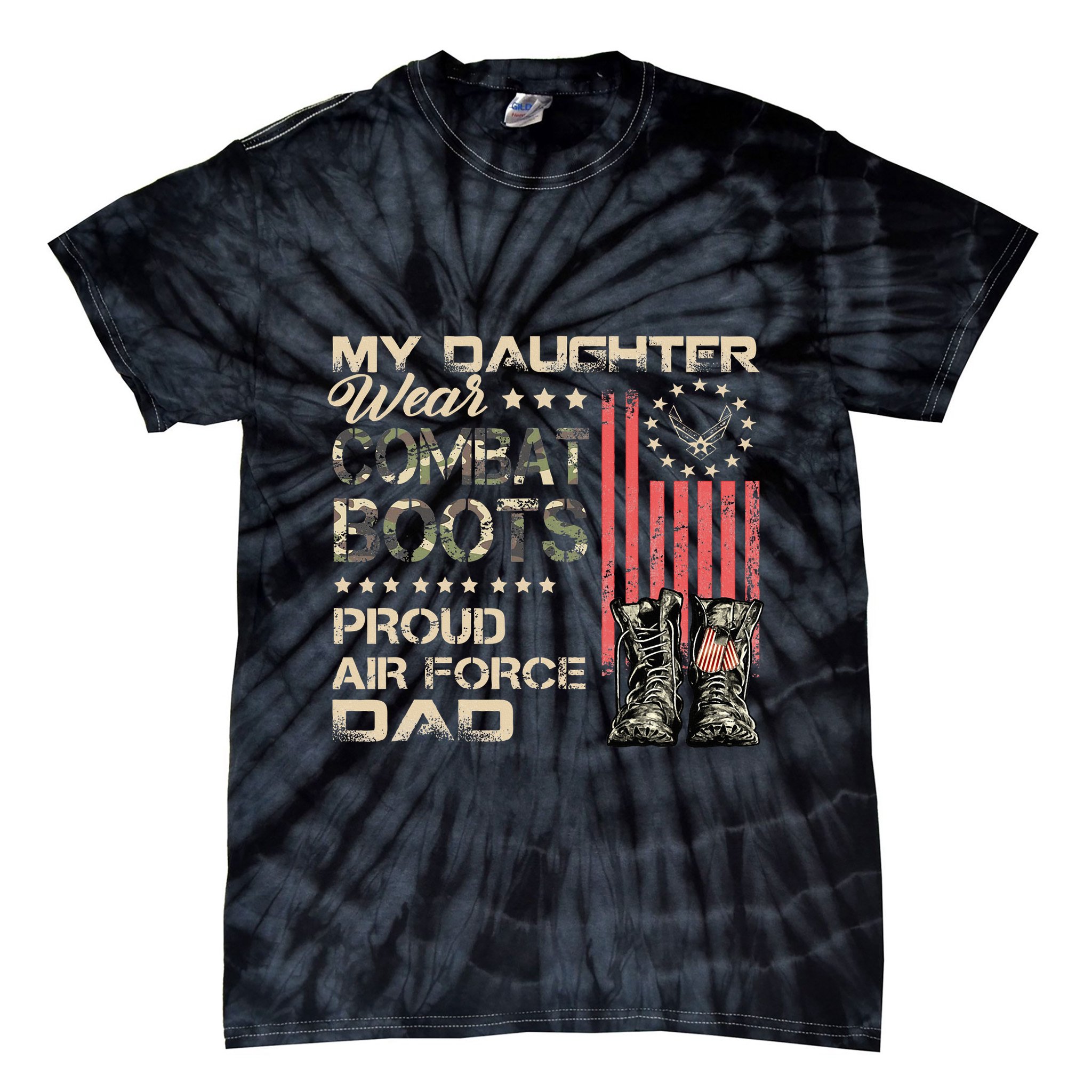 My Daughter Wear Combat Boots Proud Dad Of Veteran Tie-Dye T-Shirt