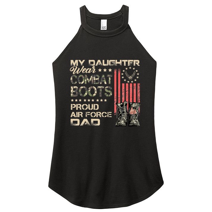 My Daughter Wear Combat Boots Proud Dad Of Veteran Women's Perfect Tri Rocker Tank