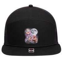 Moo Deng With The Moon 7 Panel Mesh Trucker Snapback Hat