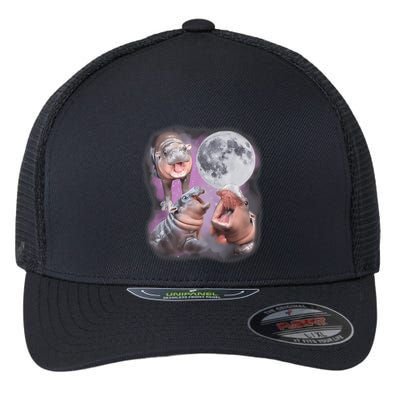 Moo Deng With The Moon Flexfit Unipanel Trucker Cap