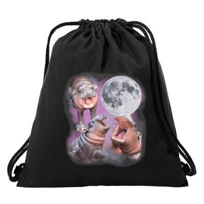 Moo Deng With The Moon Drawstring Bag