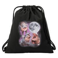 Moo Deng With The Moon Drawstring Bag