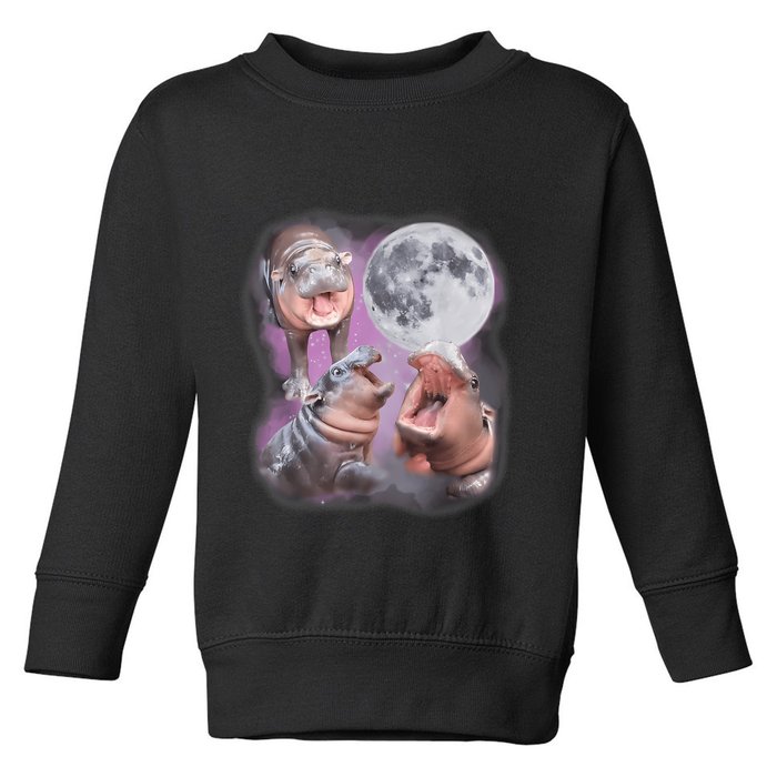 Moo Deng With The Moon Toddler Sweatshirt