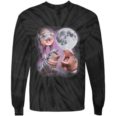 Moo Deng With The Moon Tie-Dye Long Sleeve Shirt
