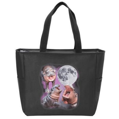 Moo Deng With The Moon Zip Tote Bag