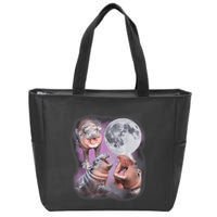 Moo Deng With The Moon Zip Tote Bag