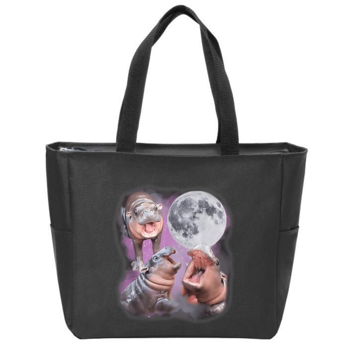 Moo Deng With The Moon Zip Tote Bag