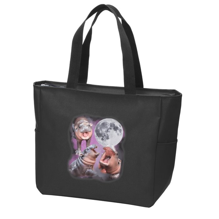 Moo Deng With The Moon Zip Tote Bag