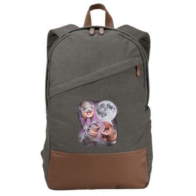 Moo Deng With The Moon Cotton Canvas Backpack