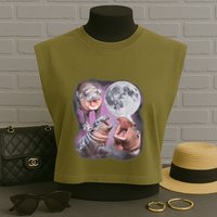 Moo Deng With The Moon Garment-Dyed Women's Muscle Tee
