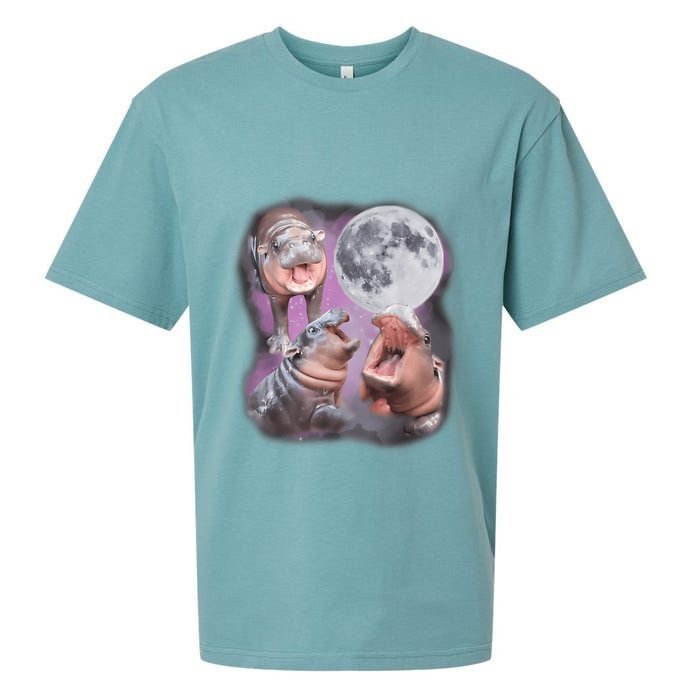 Moo Deng With The Moon Sueded Cloud Jersey T-Shirt