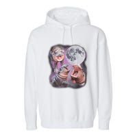 Moo Deng With The Moon Garment-Dyed Fleece Hoodie