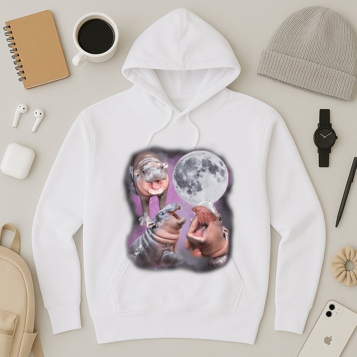 Moo Deng With The Moon Hoodie
