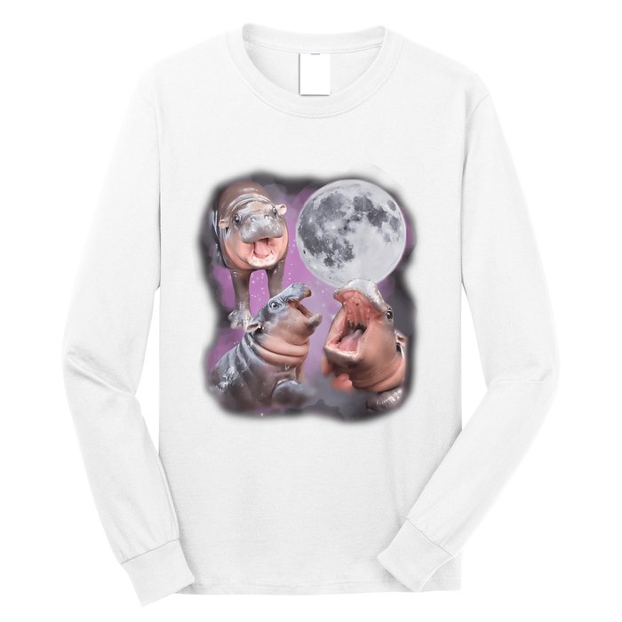 Moo Deng With The Moon Long Sleeve Shirt