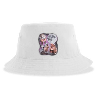 Moo Deng With The Moon Sustainable Bucket Hat