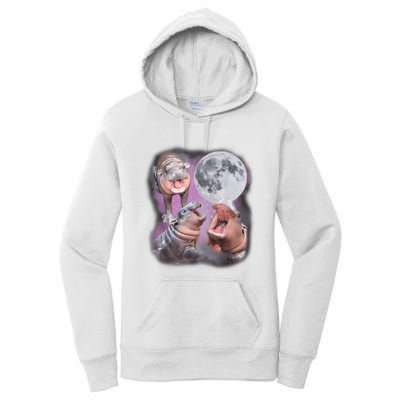 Moo Deng With The Moon Women's Pullover Hoodie