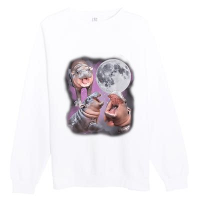 Moo Deng With The Moon Premium Crewneck Sweatshirt