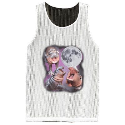Moo Deng With The Moon Mesh Reversible Basketball Jersey Tank