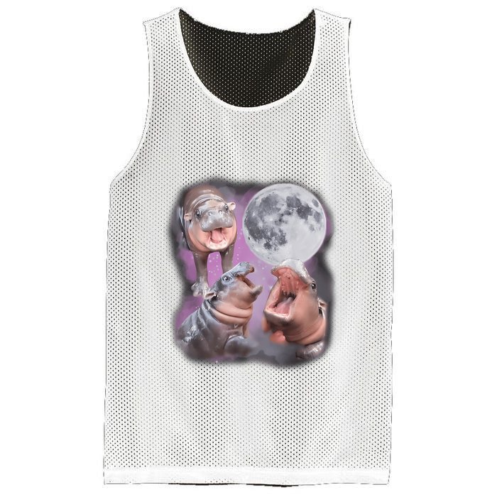 Moo Deng With The Moon Mesh Reversible Basketball Jersey Tank