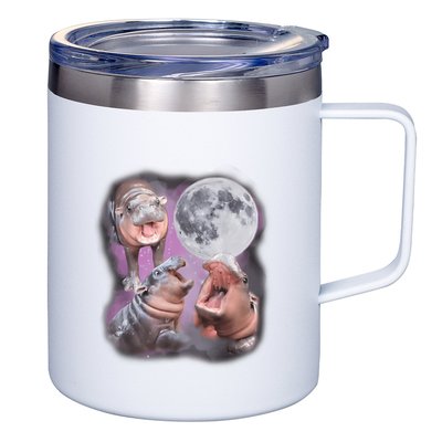 Moo Deng With The Moon 12oz Stainless Steel Coffee Mug
