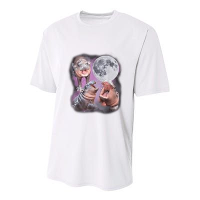 Moo Deng With The Moon Youth Performance Sprint T-Shirt