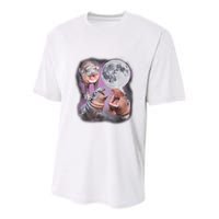 Moo Deng With The Moon Youth Performance Sprint T-Shirt