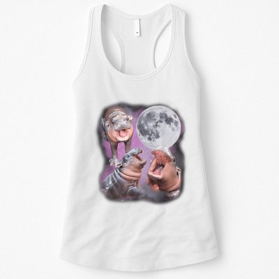 Moo Deng With The Moon Womens Tank Top