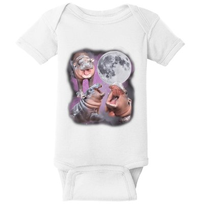Moo Deng With The Moon Baby Bodysuit