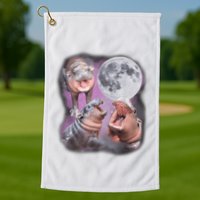 Moo Deng With The Moon Golf Towel