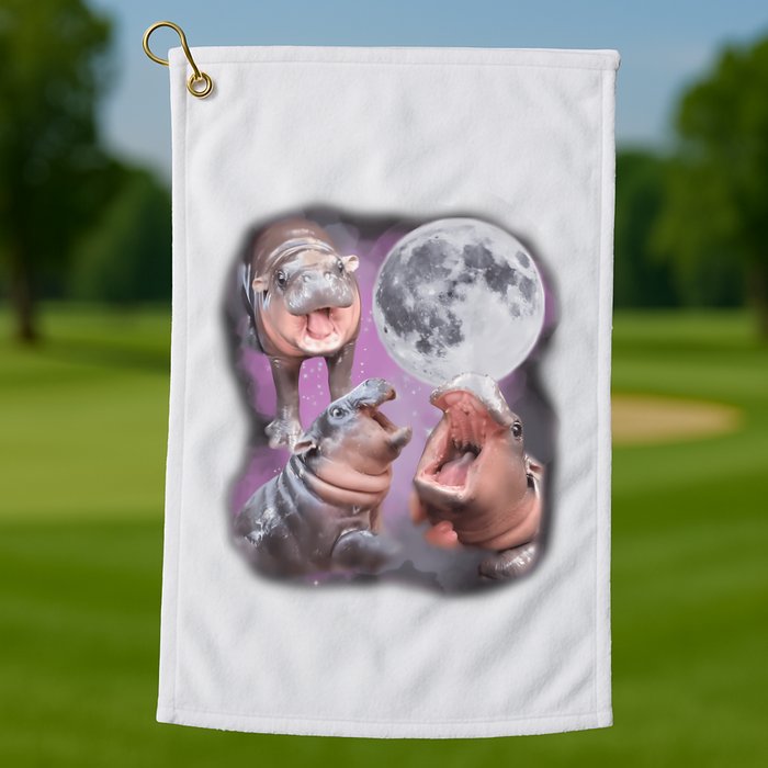 Moo Deng With The Moon Golf Towel